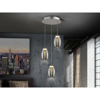 image of Schuller Nebula - Integrated LED 3 Light Crystal Cluster Drop Ceiling Pendant Chrome