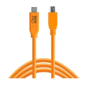 Image of TetherTools TetherPro USB-C to 2.0 Mini-B 5-Pin 15ft (4.6m) Orange