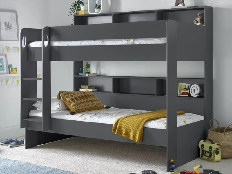 Image of Bedmaster Oliver Onyx Grey Storage Bunk Bed No Drawer, Grey OLOGBB