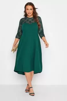 Image of Lace Sweetheart Neckline Midi Dress