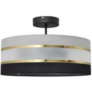 Image of Helam Helen Cylindrical Ceiling Light Black, Gold, Grey 40cm