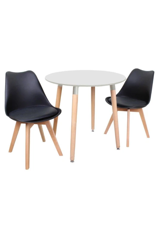 Image of Life Interiors Life Interiors 'Round Lorenzo' Dining Set with a Table and Chairs Set of 2 in Black One Size Unisex 5060926382463
