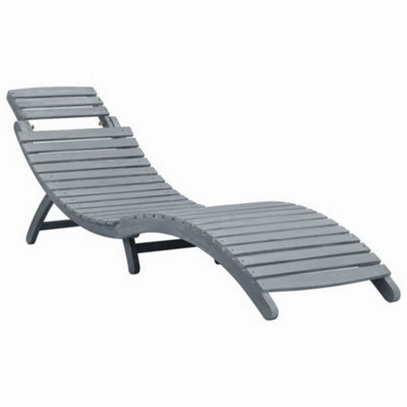 Image of Vidaxl Sun Lounger Grey Wash Solid Acacia Wood