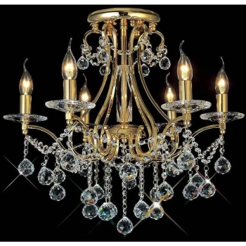 Image of Ceiling lamp Bianco 6 bulbs gold / crystal