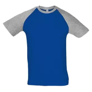 Image of SOLS Mens Funky Contrast Short Sleeve T-Shirt (3XL) (Royal Blue/Grey Melange)