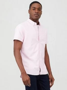 Image of Superdry Classic University Oxford Short Sleeve Shirt - Pink, Size L, Men