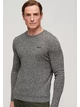 image of Superdry Essential Slim Fit Crew Jumper - Dark Grey, Size 2XL, Men