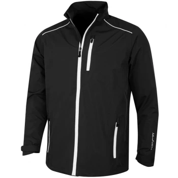 Image of ISLAND GREEN MENS WATERPROOF JACKET - BLACK/WHITE - LARGE