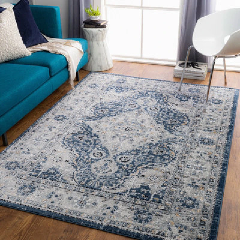 Image of Livabliss Vintage Oriental Boho Navy Petra Area Rug 120 X 170 Cm - Easy Care, Non Shedding, Ideal For Living Room & Bedroom