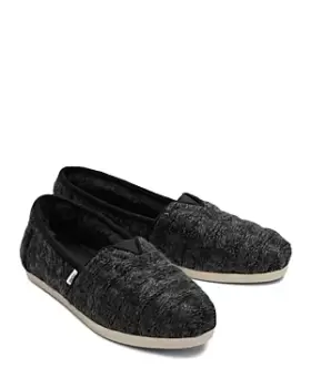 Toms Womens Alpargata Cable Knit Faux Shearling Flats