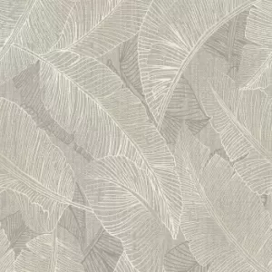 image of Belgravia Decor Anaya Leaf Grey Textured Wallpaper