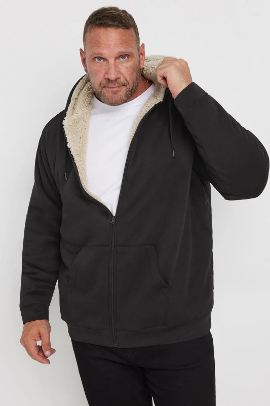 Image of BadRhino BadRhino Men Borg Zip Through Hoodie in Black Size: X-Large Black X-Large Male 5063111786305