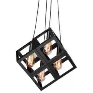 Image of Larissa Chania Cube Ceiling Pendant 4 Light Metal Black