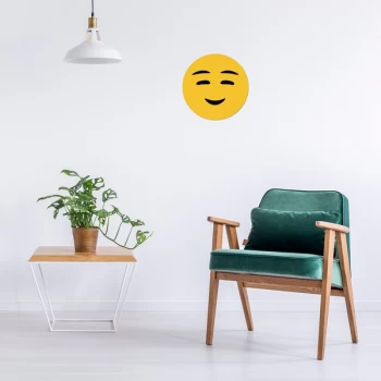 Image of Emoji - 1 Yellow Black Decorative Wooden Wall Accessory