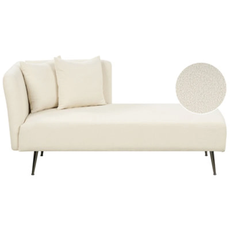 Image of Beliani Left-Hand Chaise Lounge Riom Boucle Off-White