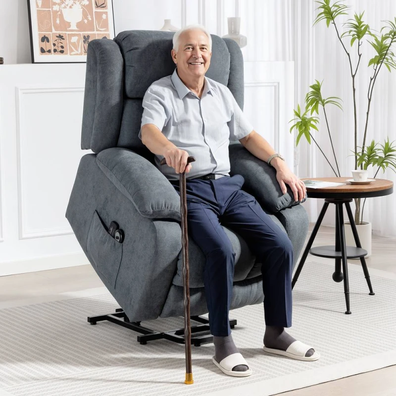 Image of HOMCOM Power Lift Recliner Chair, Lift Chair w/ Massage & Remote in Grey Size: Armchair Grey Unisex Armchair