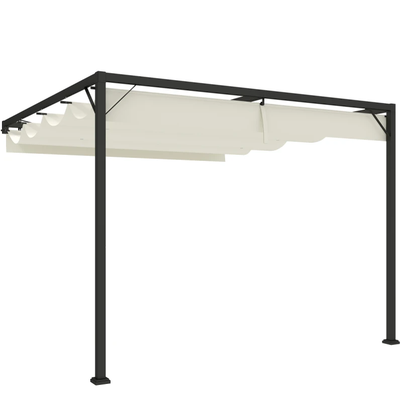 Image of Outsunny 3 x 3(m) Outdoor Pergola Retractable Canopy Wall Mounted - Cream TJ Hughes 5063603025653