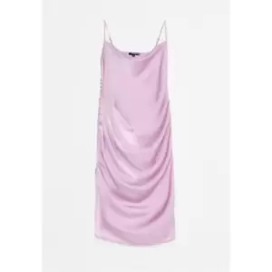 image of Missguided Plus Size Satin Button Detail Midaxi Dress - Pink