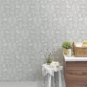 image of Woodland Grey Wallpaper Grey