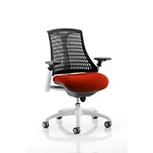Image of Dynamic Synchro Tilt Task Operator Chair Height Adjustable Arms Flex Black Back, Tabasco Red Seat, White Frame High Back