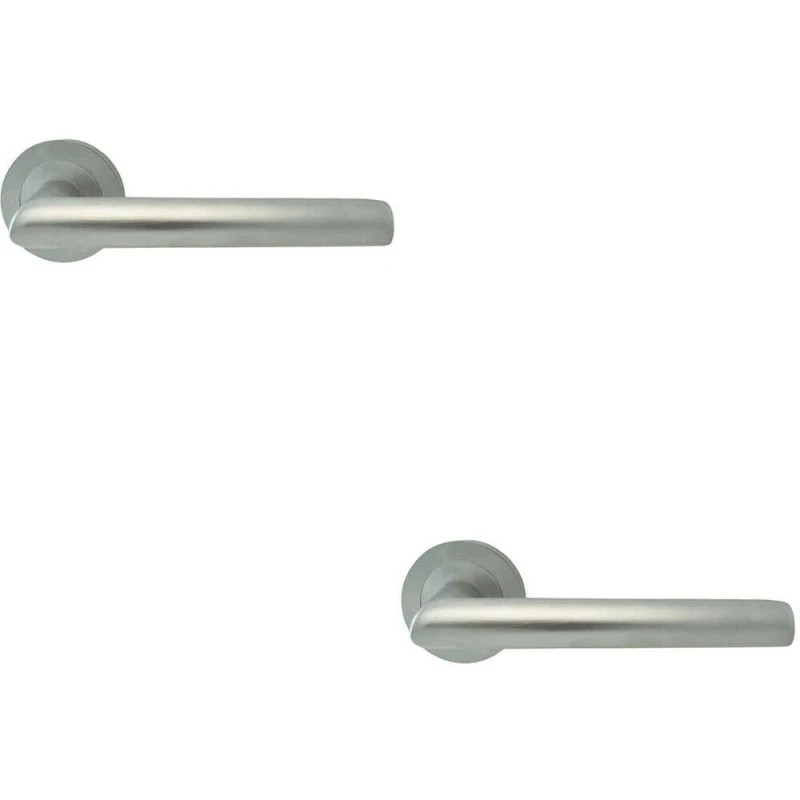 Image of Loops 2x PAIR Straight Mitred Bar Handle on Round Rose Concealed Fix Satin Chrome Multi