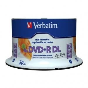 image of Verbatim DVDR Double Layer Inkjet Printable 8x Life Series 8.5GB DVDR