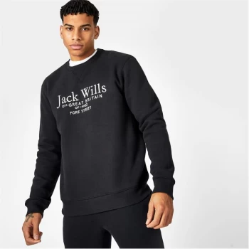 Image of Jack Wills Belvue Graphic Logo Crew Neck Sweatshirt - Black