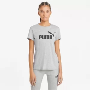 PUMA Essentials Logo Womens T-Shirt, Light Grey Heather, size X Small, Clothing