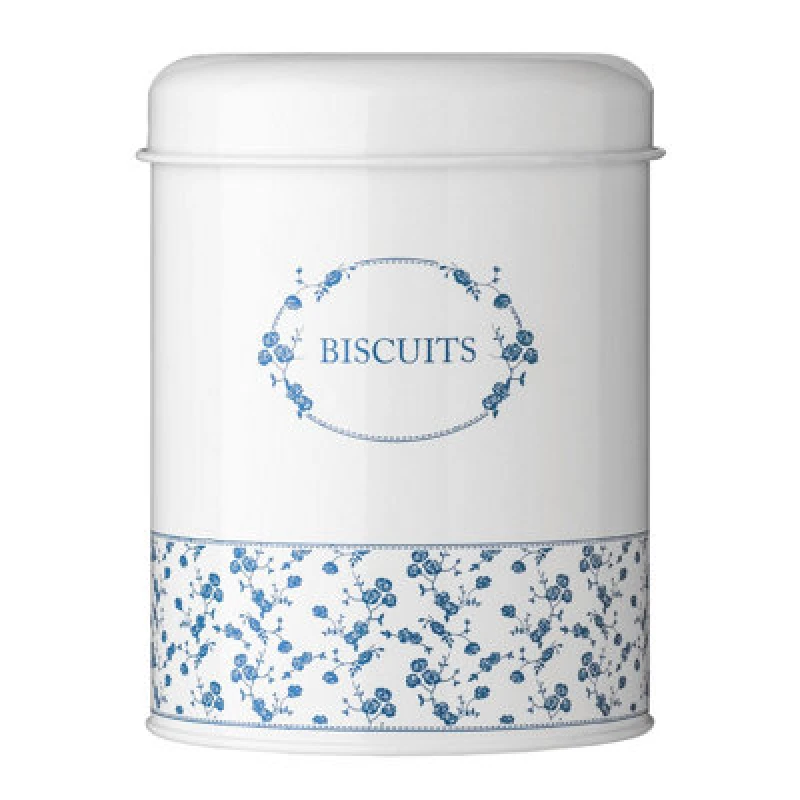 Image of Premier Housewares Maison by Premier Blue Rose Biscuit Canister White