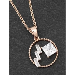 Image of Baguette Circle Rose Gold Plated Necklace