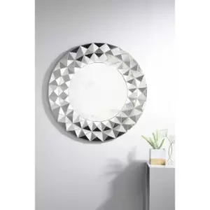 Image of Furniturebox UK - Furniturebox Luna Small Silver Round Wall Mirror Glamour Hallway Living Room Dining Room Bedroom