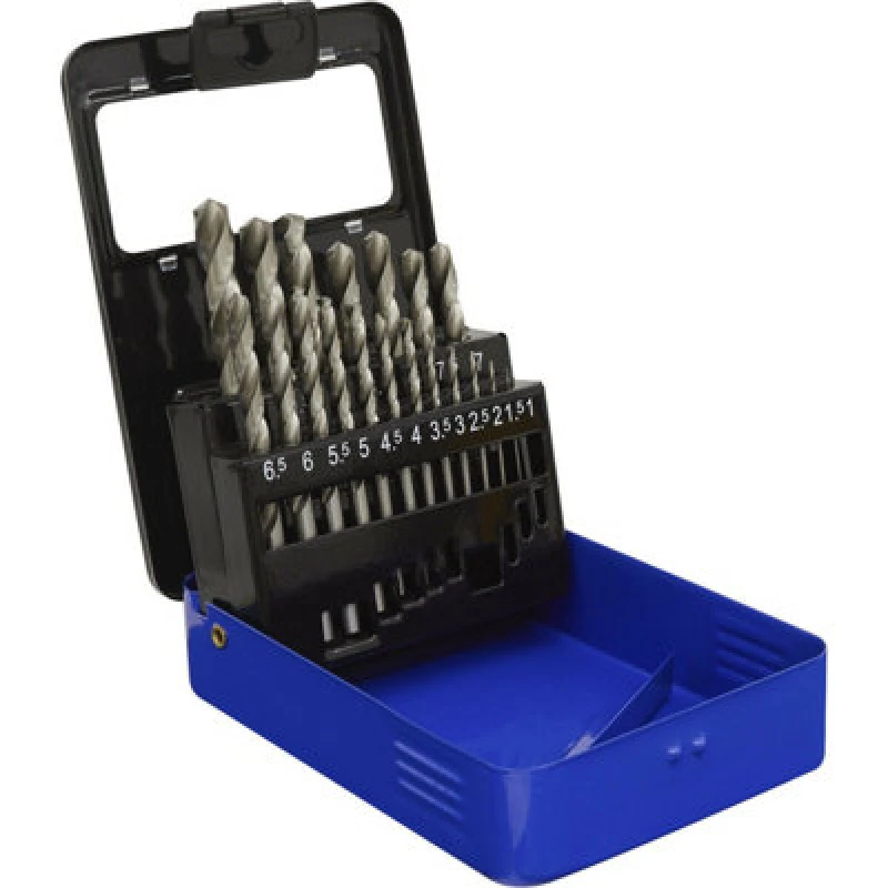 Image of Loops 19 Piece Fully Ground HSS Drill Bit Kit - 1mm to 10mm Sizes - Split Point Tip Multi