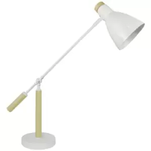 Zumaline Jose Desk Task Lamp, White, Wood, 1x E27