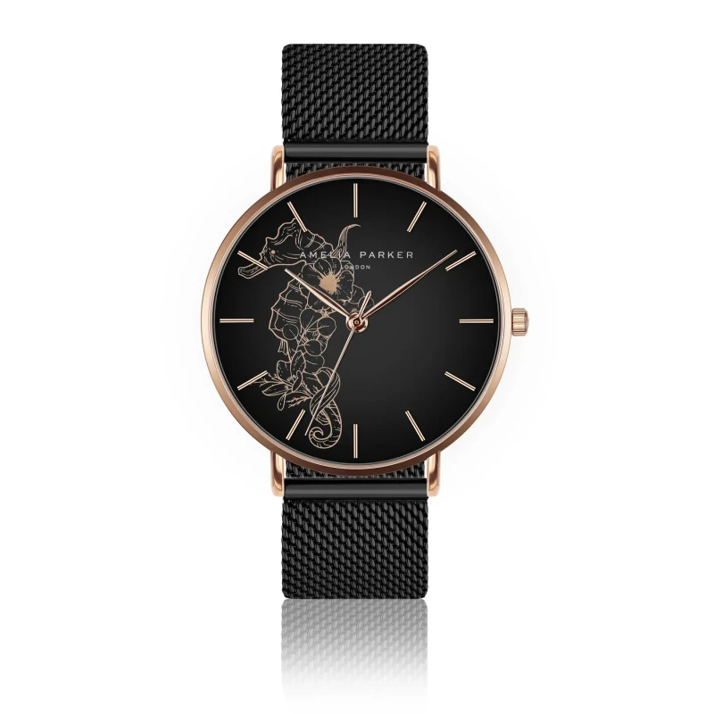 Image of Amelia Parker Womens watch Amelia Parker Fossil Black Mesh Dore Female 38 mm
