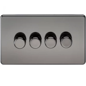 Image of KnightsBridge 60-400W 4G 2 Way 230V Screwless Black Nickel Electric Dimmer Switch