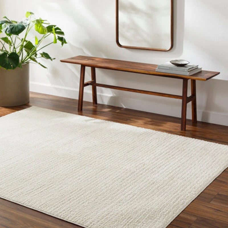 Image of Livabliss Scandi Modern High Pile Off-White Amandine Area Rug 200 X 275cm - Easy Care, Non Shedding, Ideal For Living Room & Bedroom
