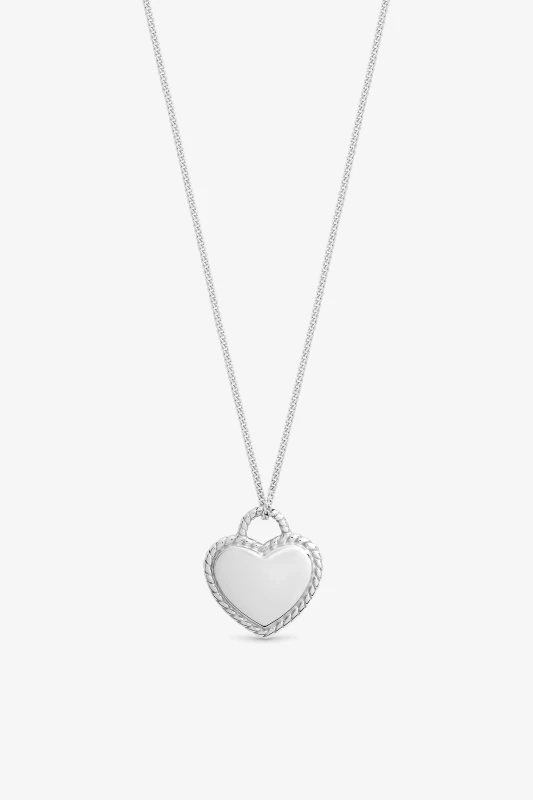 Image of Simply Silver Womens Sterling Silver 925 Polished Beaded Heart Pendant Silver Female One Size