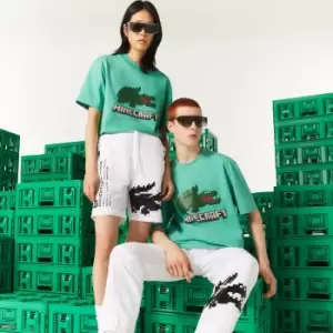 Image of Unisex Lacoste x Minecraft Print Organic Cotton T-Shirt Size 4 - M Green