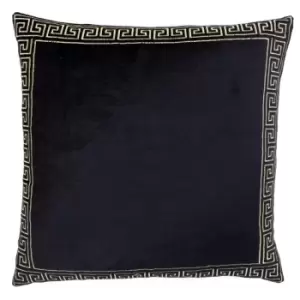 image of Paoletti Apollo Polyester Filled Cushion Cotton Viscose Black/Gold