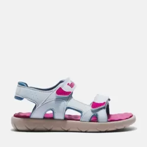 Image of Timberland Perkins Row Double-strap Sandal For Youth In Pink/blue Light Blue Kids, Size 1