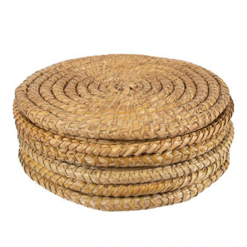Image of Argon Tableware Round Woven Palm Leaf Placemats 30cm Pack of 6 Brown