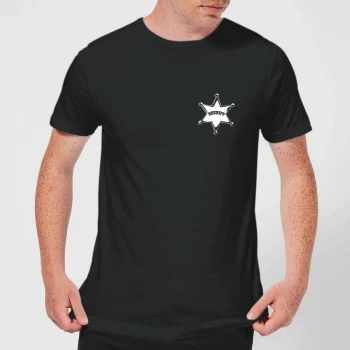 Image of Toy Story Sheriff Woody Badge Mens T-Shirt - Black