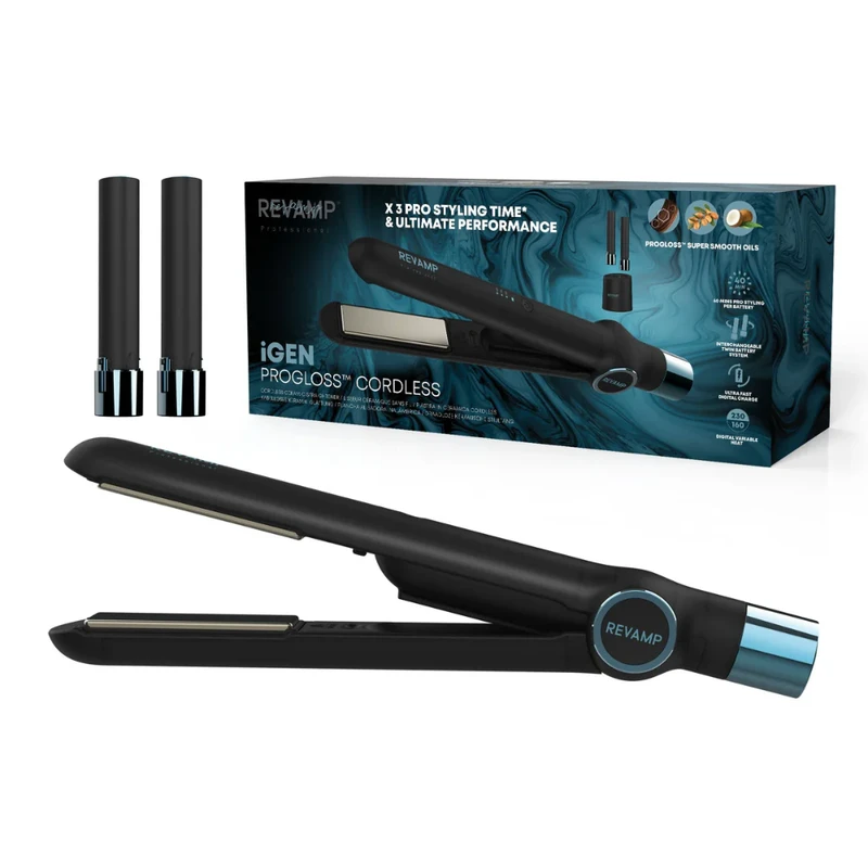 Image of REVAMP iGen Progloss ST-2750-EU2 Hair Straightener - Black & Blue,Black 5010777157918