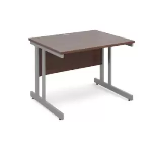 image of Office Desk Rectangular Desk 1000mm Walnut Tops With Silver Frames 800mm Depth Momento