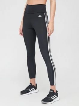 image of adidas 3 Stripe 7/8 Leggings - Black/White, Size 2Xs, Women