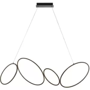 Image of Textured Matt Black Linear 4 Light Ceiling Pendant - Integrated LED Tape Modules