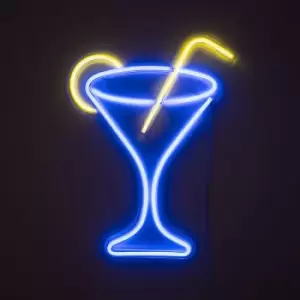 image of Blue Cocktail Glass Shaped Neon Wall Light LED Sign Bar Pub Party Decoration Decor Night Lamp Garden Shed Lighting