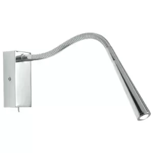 Image of Adjustable LED Wall Light Warm White Chrome Flexible Bedside Reading Task Lamp