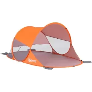 image of Portable Automatic Pop Up Beach Tent Outdoor Camp Shelter Orange - Outsunny