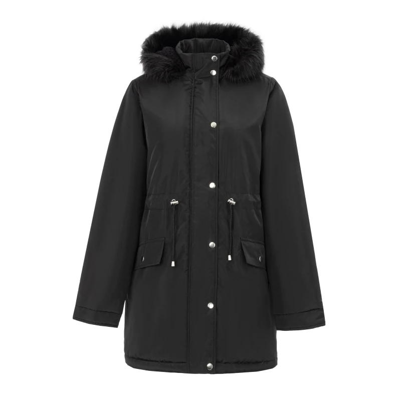 Image of Miso Womens Full Zip Hooded Long Sleeve 2 Pockets Parka Black female 8 (XS)
